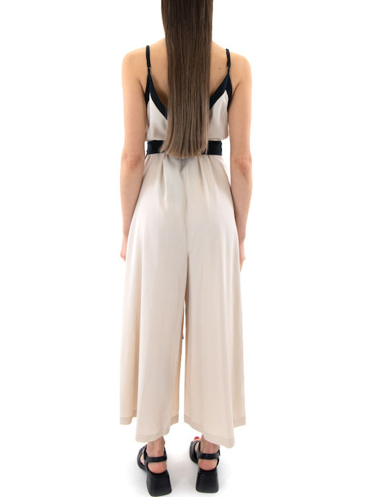 Zoya Women's Sleeveless One-piece Jumpsuit Ecru-Black