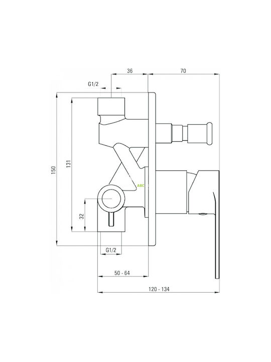 Deante Built-in Faucet Mixer for Shower Gray 5908212085585