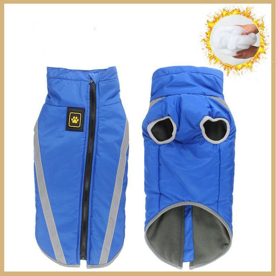Animal Dog Coat Waterproof Windproof Blue With Back Length 82 cm