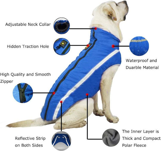 Animal Hundemantel Für Hunde Wasserdicht Winddicht Blau Mit Rückenlänge 72 cm