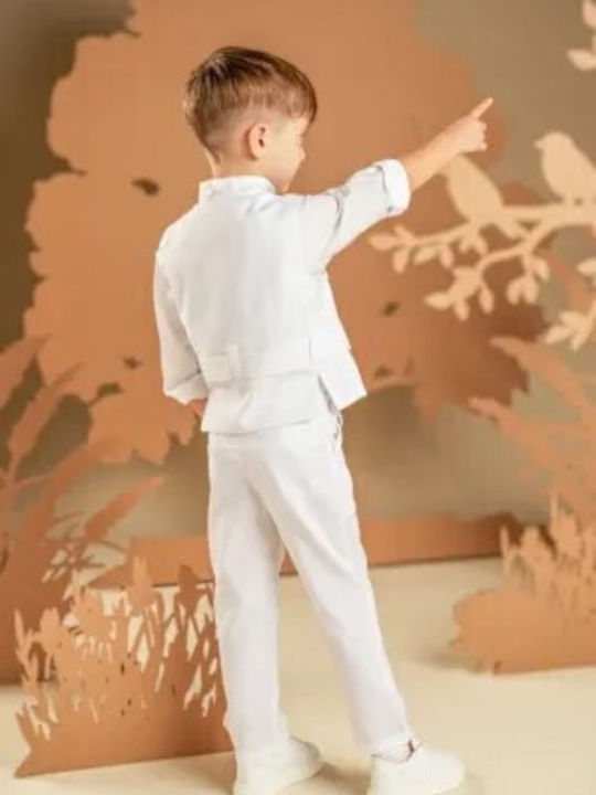 Baby Bloom Βαπτιστικό Κοστούμι με Γιλέκο για Αγόρι Λευκό