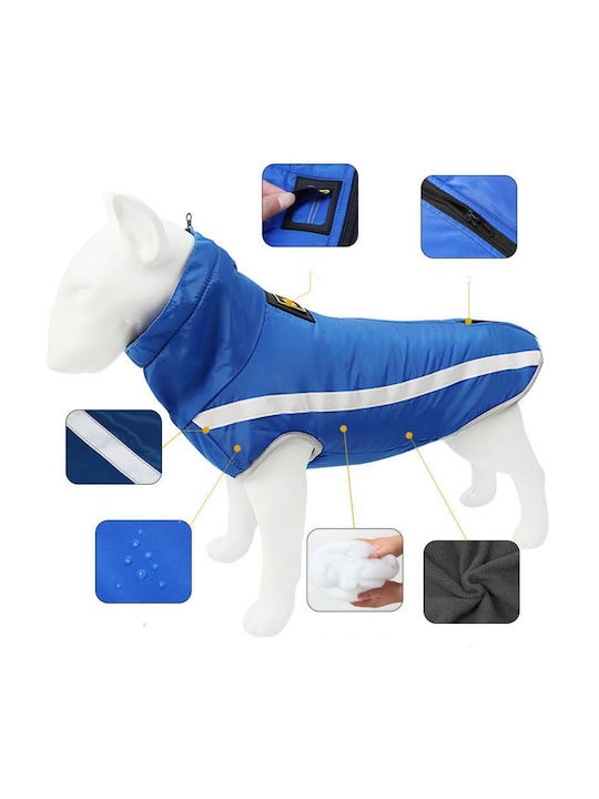 Animal Dog Coat Waterproof Windproof Blue With Back Length 72 cm
