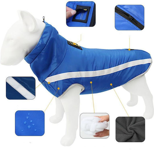 Animal Dog Coat Waterproof Windproof Blue With Back Length 82 cm