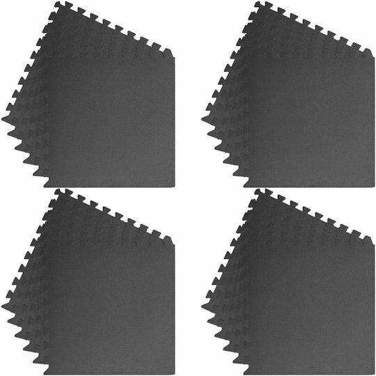 vidaXL Δάπεδα Παζλ Γυμναστηρίου Μαύρα 60x60x1cm 24τμχ
