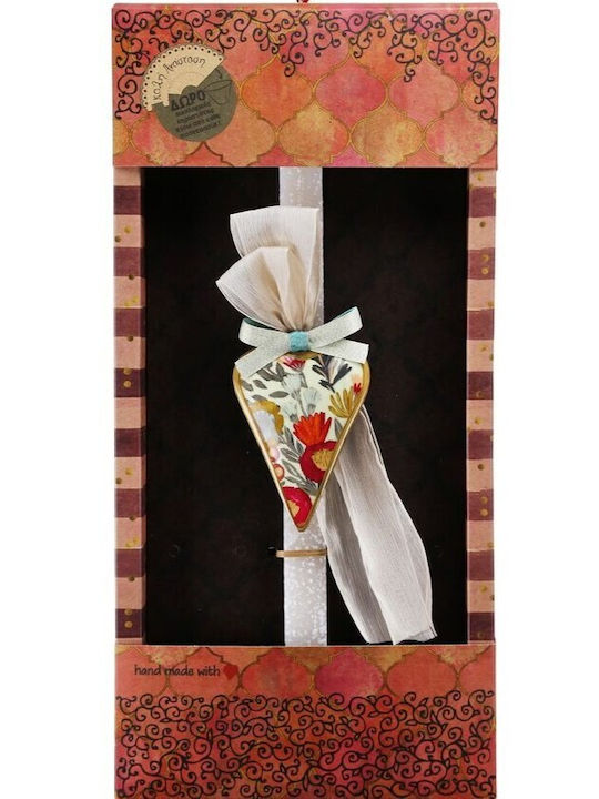 Easter Candle Round Floral Beige