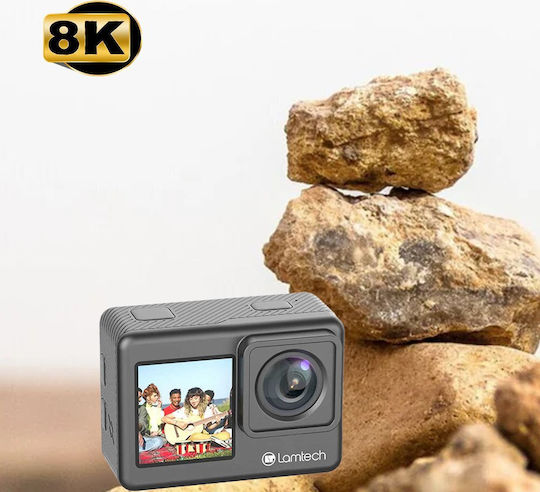 Lamtech Eis Dual Screen 128GB Action Camera 8K with 1.3" Touch Screen and Wi-Fi Black