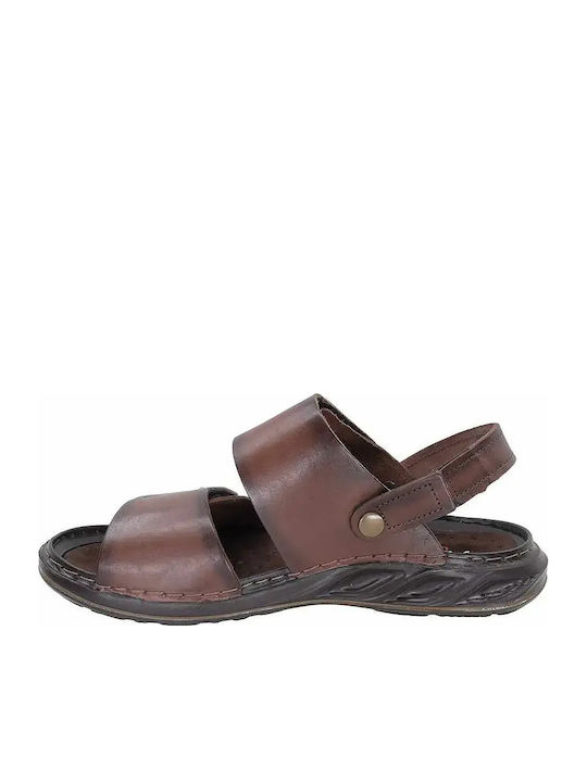 Leather Men's Sandals In Brown Color