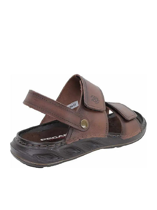 Leather Men's Sandals In Brown Color
