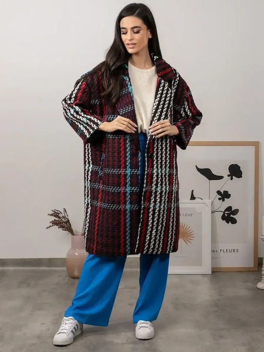 Παλτό Oversized Καρό Μέγεθος One Size Πολύχρωμο
