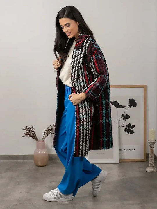 Παλτό Oversized Καρό Μέγεθος One Size Πολύχρωμο