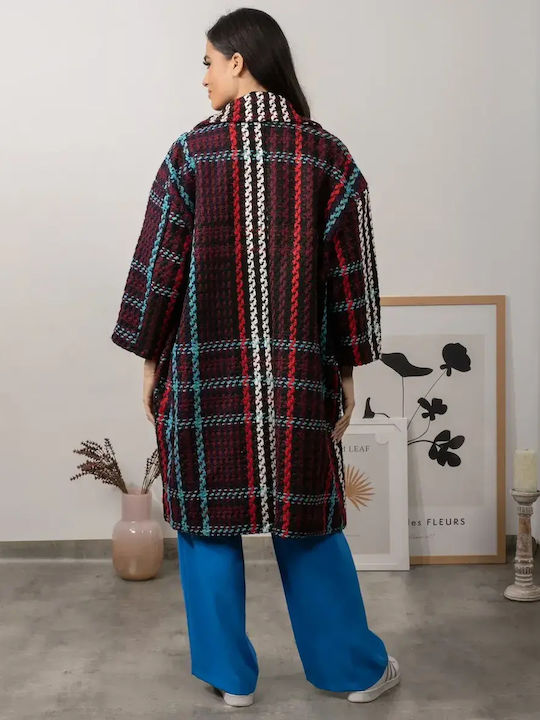 Παλτό Oversized Καρό Μέγεθος One Size Πολύχρωμο