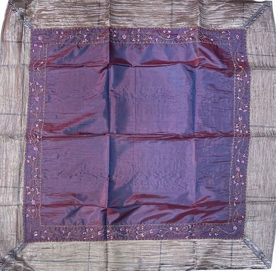 Limneos Checkered Tablecloth Purple-Silver 120x120cm
