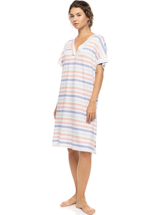Pink Label Καλοκαιρινό Γυναικείο Νυχτικό Sunset Stripe Pink Label Καλοκαιρινό Γυναικείο Νυχτικό Sunset Stripe