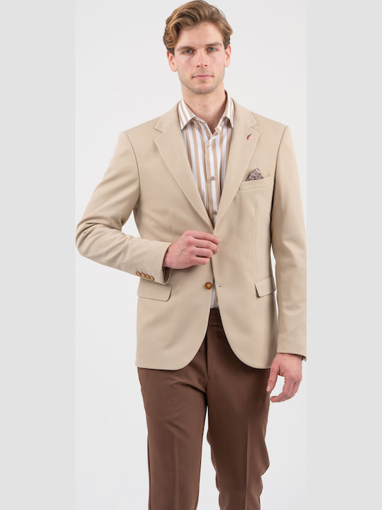 Ανδρικό Σακάκι με Στενή Εφαρμογή Beige