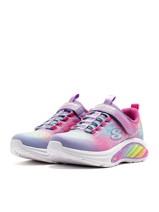 Regenbogen Kinder Sneaker Anatomisch mit Bügel- und Schleifenverschluss Mehrfarbige mit Lichtern