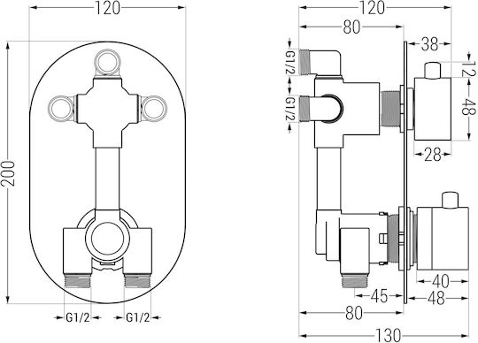 Mexen Built-in Mixer Mouthpiece Telephone & Shower Head Set for Shower