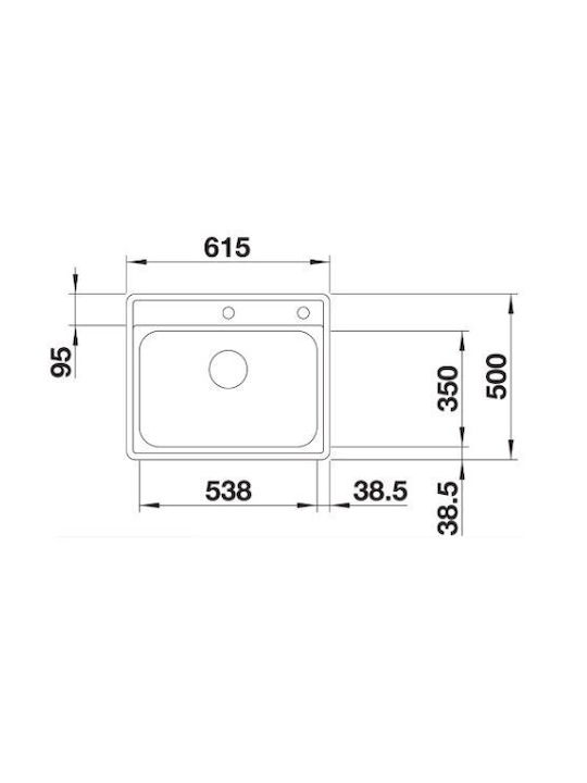 Blanco Drop-In Sink Inox Brushed with Faucet W61.5xD50cm Gray