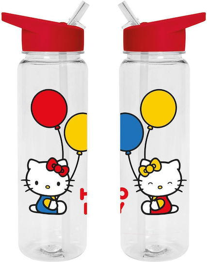 Pyramid International Plastic Kids Water Bottle Hello Kitty with Straw Red 700ml