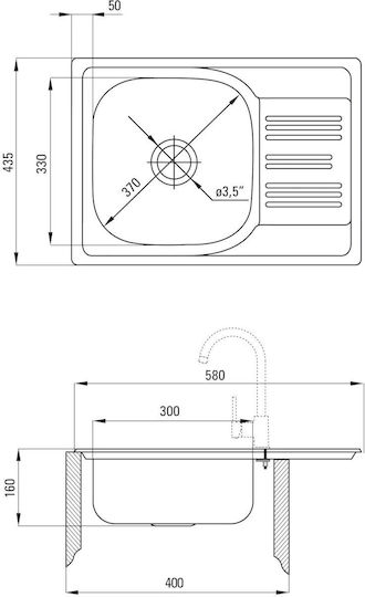 Deante ZEX 311A Ένθετος Inox με Μπαταρία Μ43.5xΠ58cm Γκρι