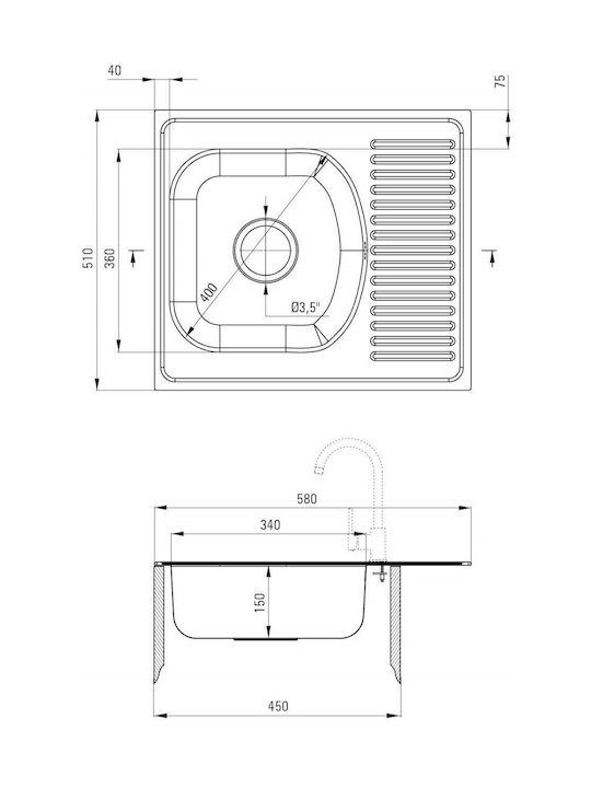 Deante Drop-In Мивка Inox Ш58xД51см Сив