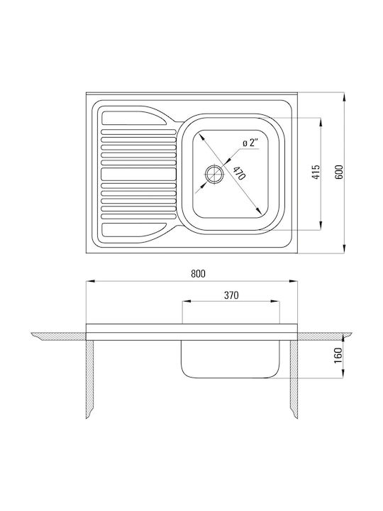 Deante Drop-In Sink Inox W60xD80cm Silver