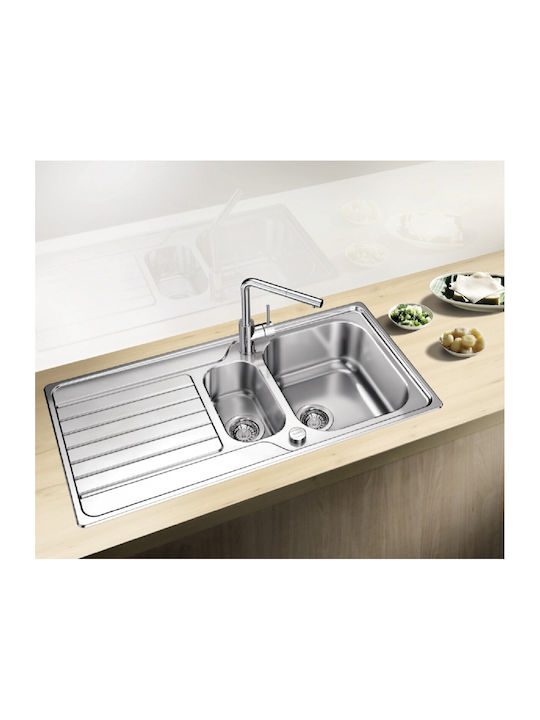 Blanco Drop-In Мивка Inox Четкан със смесител Ш100xД50см Сребрист