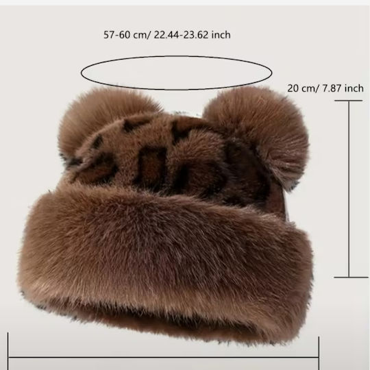 Pom Pom Beanie Unisex Căciulă Tricotată Maro