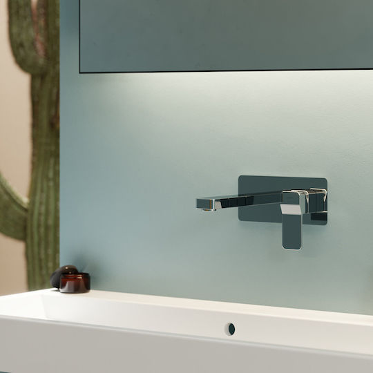 Omnires Built-in Mixer & Mouthpiece Set for Bathroom Sink Silver