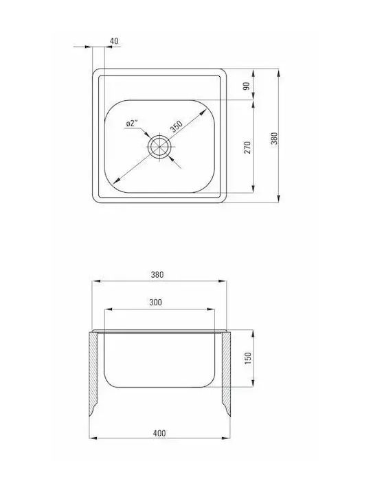 Deante Ένθετος Νεροχύτης Inox με Μπαταρία Μ38xΠ38cm Ασημί