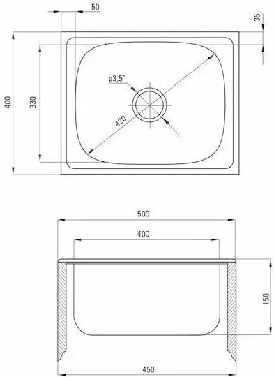 Deante ZEU 310A Ένθετος Inox Brushed με Μπαταρία Μ40xΠ50cm Ασημί Deante ZEU 310A Ένθετος Inox Brushed με Μπαταρία Μ40xΠ50cm Ασημί