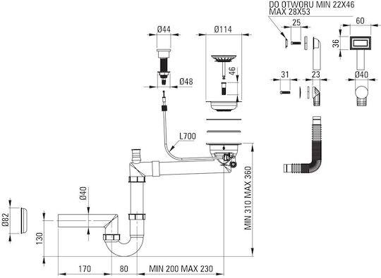 Deante Drop-In Chiuvetă din Granit Sintetic L78xW50cm Alb