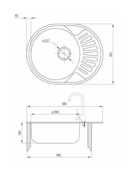 Deante Drop-In Sink Inox W45xD57cm Silver