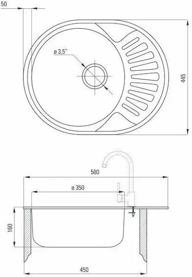 Deante ZEU 011C Ένθετος Inox Μ45xΠ57cm Ασημί Deante ZEU 011C Ένθετος Inox Μ45xΠ57cm Ασημί