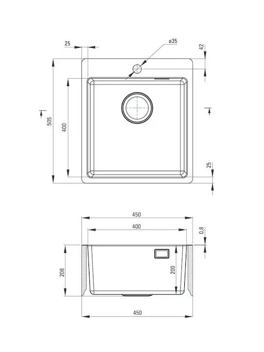 Deante Ένθετος Νεροχύτης Inox Μ45xΠ50.5cm Γκρι