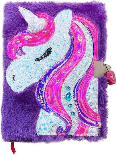 Unicorn Тетрадка A5 На райета с Ключалка Розов