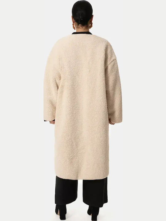 Палто Oversized Синтетична Кожа Ивори Размер One Size Бежово