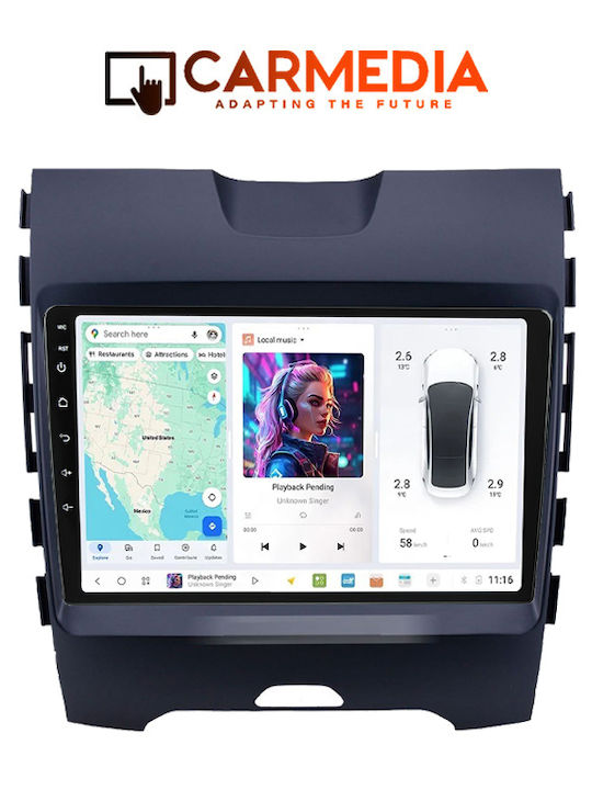 Carmedia Car Audio System for Ford Edge 2015 (Bluetooth/USB/WiFi/GPS/Apple-Carplay/Android-Auto) with Touch Screen 9"