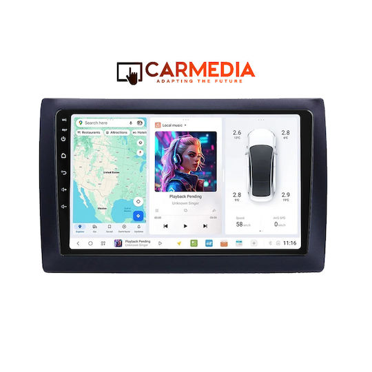 Carmedia Car Audio System for Fiat Stilo 2001-2008 (Bluetooth/USB/WiFi/GPS/Apple-Carplay/Android-Auto) with Touch Screen 9"