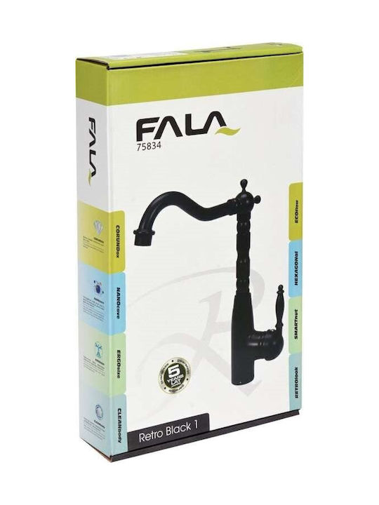 Fala Retro Black 1 Αναμεικτική Μπαταρία Νιπτήρα Ψηλή Ρετρό Μαύρη