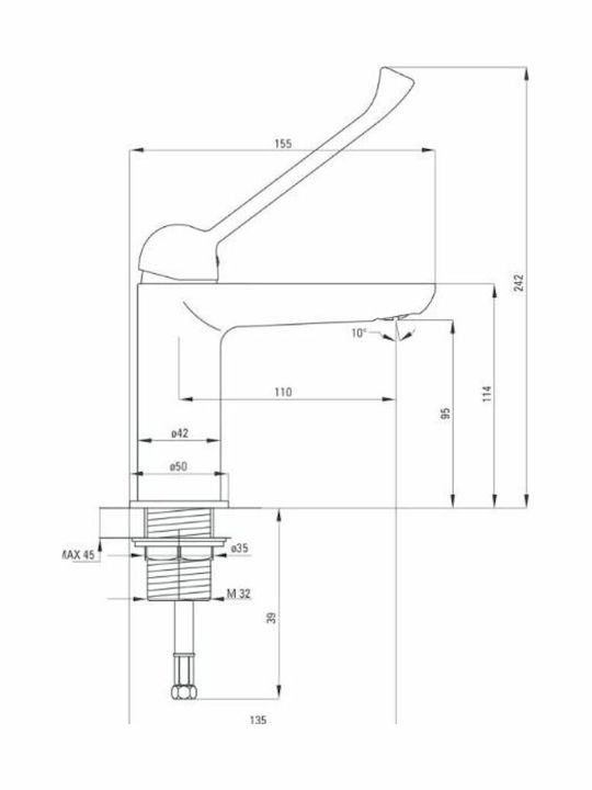 Deante Alpinia Vital Stand Chrome Washbasin Faucet BGA 020C