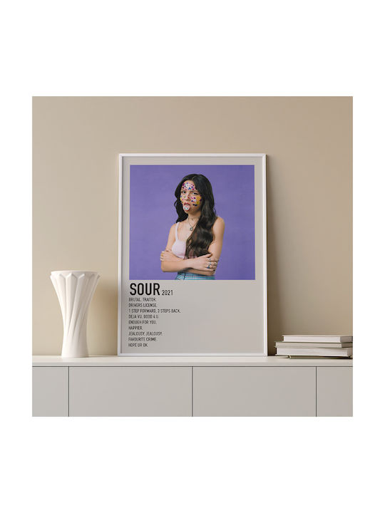 Music Poster Sour Olivia Rodrigo Ms607 30cm X 40cm Premium Black Wooden Frame