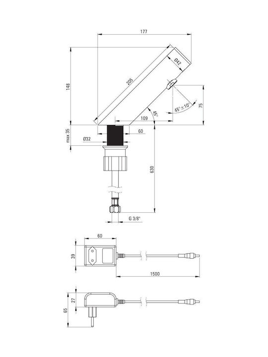 Deante Mixing Sink Faucet with Photocell Sensor Black