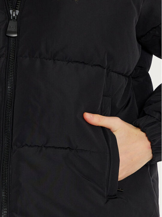 Jachetă Scurtă Dama Puffer Pentru Iarnă Neagră