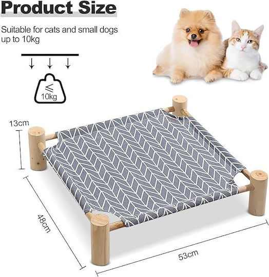 Wooden Elevated Cat Bed Hammock Gray 53 X 45 X 13/11cm