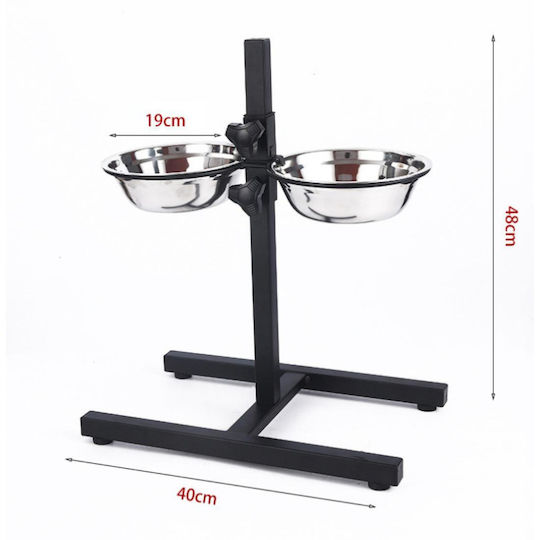 Animal Pet Metallic Food Bowl for Dog with Stand 2x 1.8lt