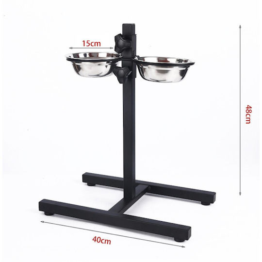 Animal Pet Metallic Food Bowl for Dog with Stand 2x 1.8lt