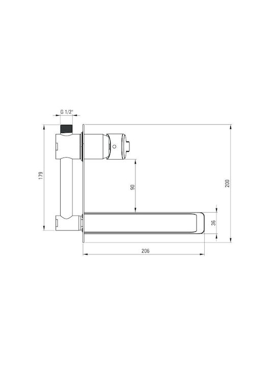 Deante Built-in Mixer & Spout Set for for Bathroom Sink Gray