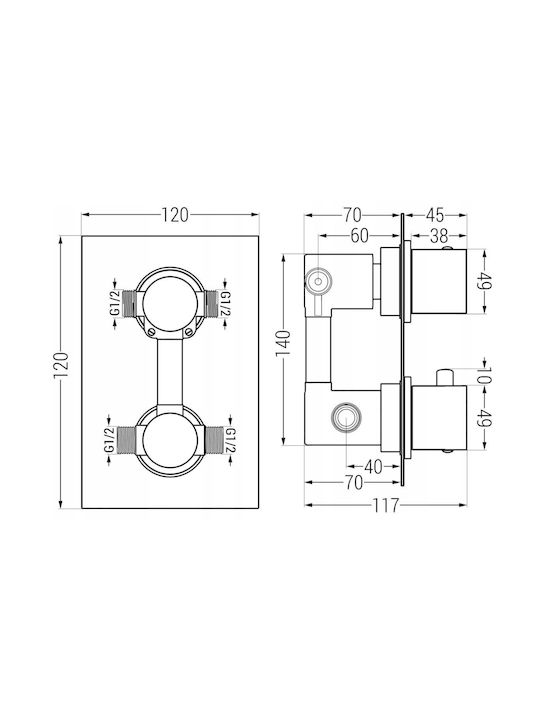 Mexen Built-in Mixer Phone & Shower Head Set for Gray Shower