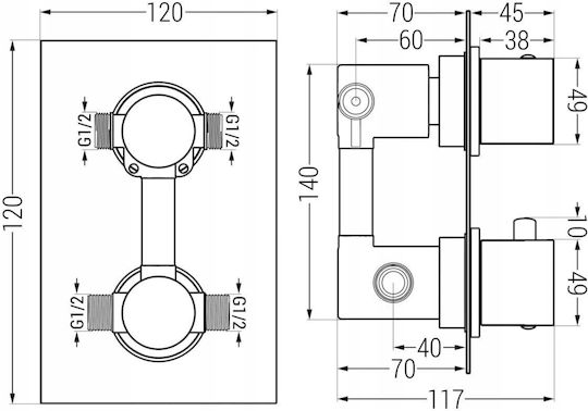 Mexen Built-in Mixer Phone & Shower Head Set for Shower White