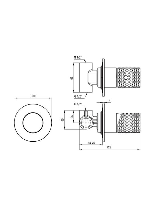 Deante Built-In Faucet Mixer for Shower Gold